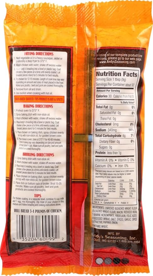 Andy's Chicken Breading Hot 10-Ounce (Pack of 12)