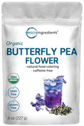 Micro Ingredients Organic Butterfly Pea Flower Tea 8 oz (680+ Cups) | Loose Leaf Herbal Tea | Natural Blue &amp Purple Color | Rich in Antioxidants | Caffeine-Free Non-GMO No Sugar