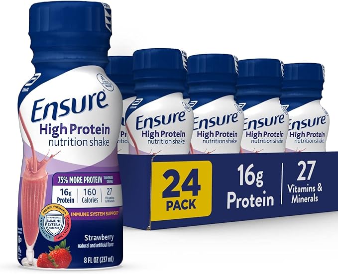 Ensure High Protein Nutrition Shake 24 Pack &amp Glucerna Diabetic Nutritional Shake Blood Sugar Management 24 Count