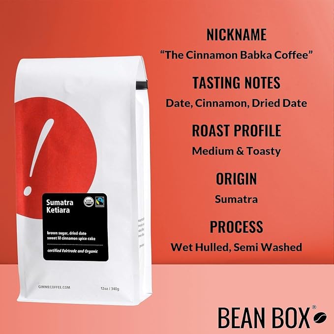 Sumatra Ketiara - Certified Fairtrade Organic - Roasted by Gimme! Coffee - Freshly Ground Coffee - 2 Pound Bag