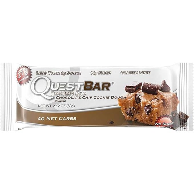 Quest Bar Chocolate Chip Cookie Dough Protein Bar 2.12 Ounce -- 144 per case.