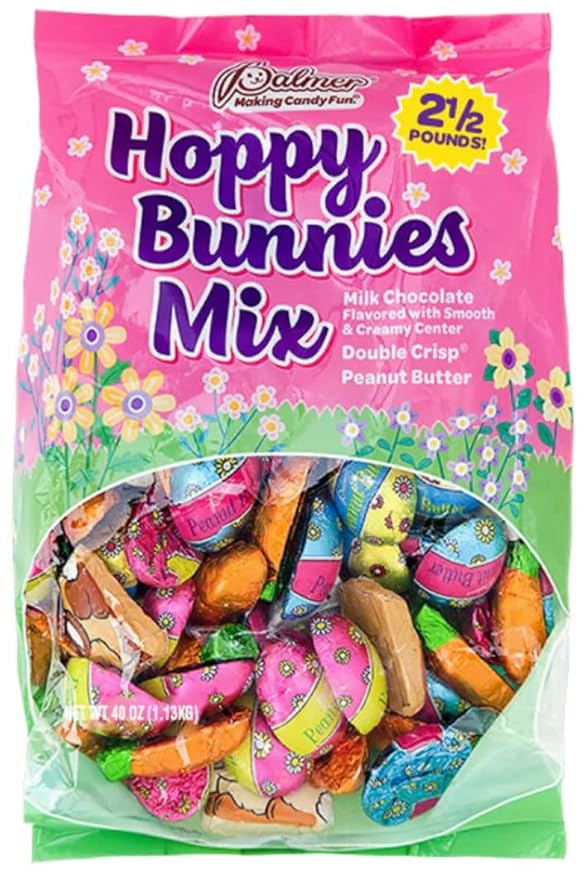 Palmer Easter Bunny's Chocolate Candy Milk Chocolate Flavored Assortments Making Candy Fun Since 1948 (2.5 Pound Hoppy Bunnies Mix)