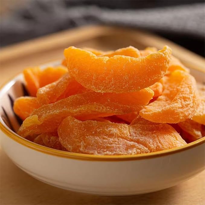 SIJIYUNLI-Dried Yellow Peach 500g/17.6oz Dried Slices Gluten Free and Vegan Free Preserved Peach Fruit Suitable for Snacks and Baking Sweet and Sour Preserved Ideal for Breakfast and Desserts