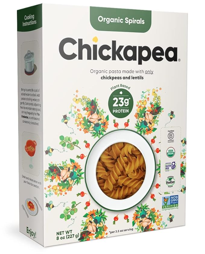Chickapea Organic Chickpea Pasta - Penne and Spirals Variety Pack - 8 oz (Pack of 2)
