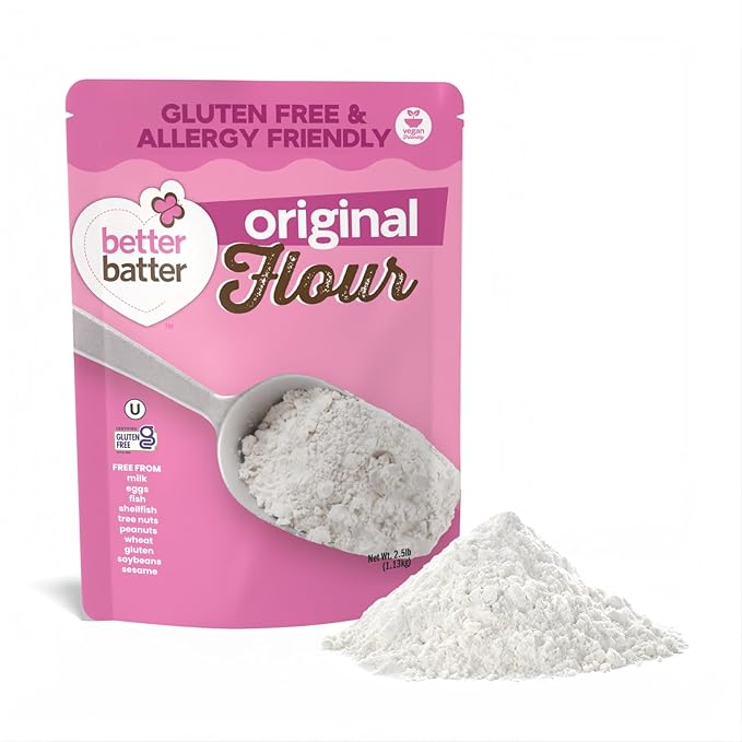 Better Batter Original Blend Multipurpose Gluten Free Flour 2.5lb – Certified GFCO Vegan Kosher Non-GMO – Top 9 Allergen Free Award Winning Cup-for-Cup Baking Alternative to Regular Wheat Flour