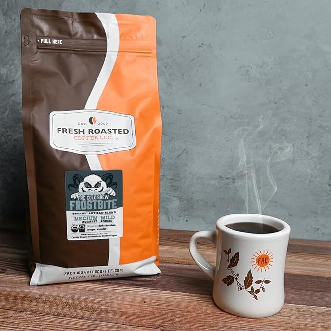 Fresh Roasted Coffee Organic Frostbite Cold Brew | Mold &amp Myco 3rd Party Tested USDA Kosher | Medium Roast | 5 lb Coarse Ground