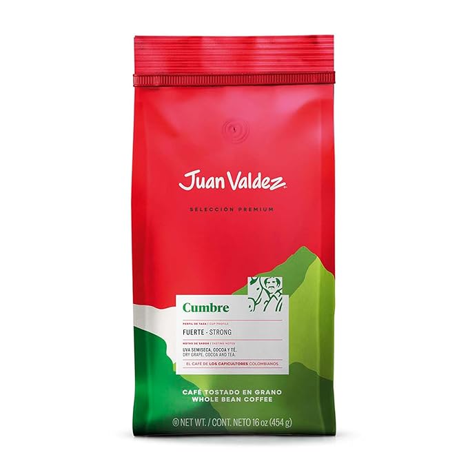 Juan Valdez Cumbre Whole Bean Coffee Dark Roast 16 OZ - 100% Colombian Coffee - Expert Blend of Colombian Coffees with intense flavors and dry fruit notes