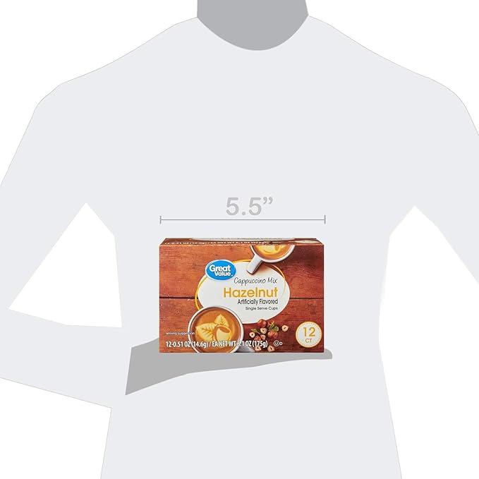 Great Value Cappuccino Coffee and Hot Drink Single Serve Pods 12 Count (Hazelnut Cappuccino Pack of 5)
