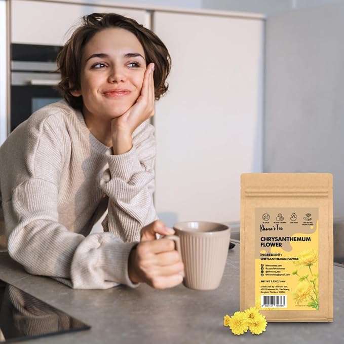 Chrysanthemum Tea - Chrysanthemum Flower Loose Caffeine-Free Antioxidant Herbal Infusion Tea 3.52 Oz Sourced from Thailand