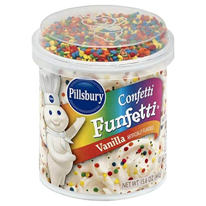 Pillsbury Confetti Funfetti Vanilla Flavored Frosting 15.6-Ounce (Pack of 8)