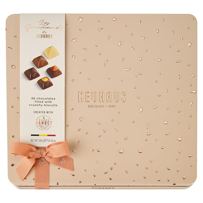 Neuhaus Belgian Chocolate Les Gourmands – 30 Pieces Assorted Milk White &amp Dark Chocolate Pralines – Crunchy Artisanal Biscuits - Gourmet Chocolate Gift