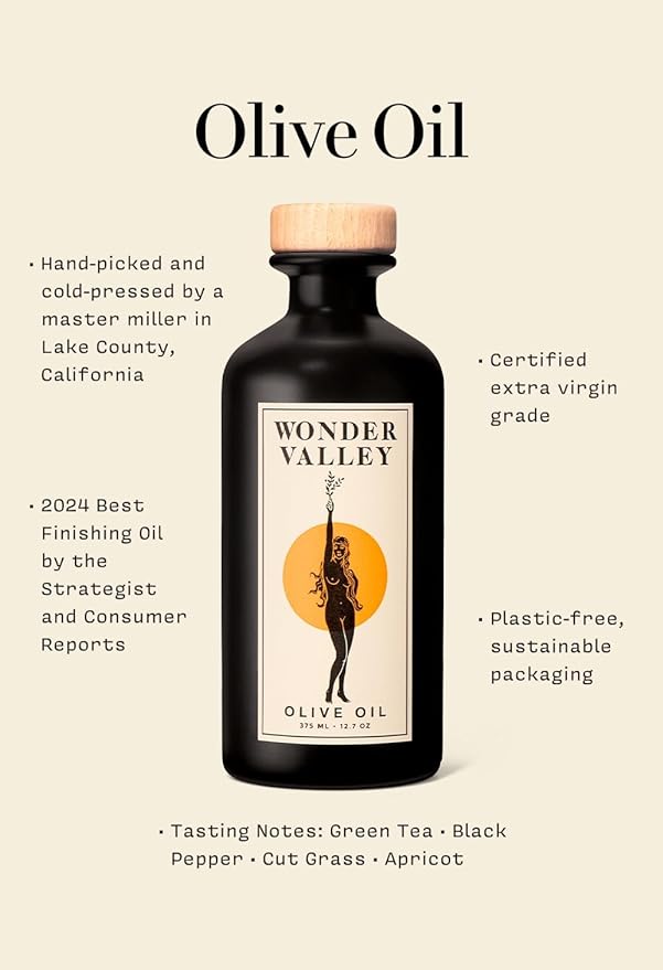 WONDER VALLEY - California Extra Virgin Olive Oil | High in Polyphenols Vitamin E Fatty Acids | Smooth Verdant Flavor | All-Purpose Everyday Cooking | Harvested Nov. 2023 (12.7 fl oz | 375 ml)