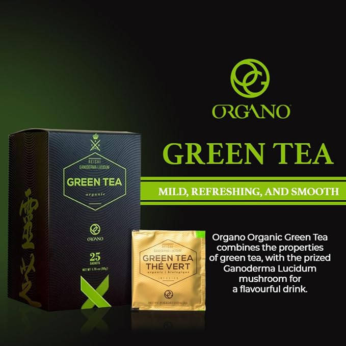 ORGANO Green Tea with Ganoderma Lucidum (1 Box of 25 Sachets)