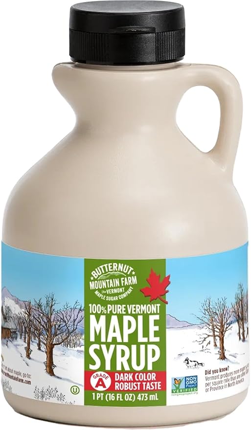 Butternut Mountain Farm Pure Maple Syrup From Vermont Grade A (Prev. Grade B) Dark Color Robust Taste All Natural Easy Pour Jug 16 Fl Oz 1 Pint
