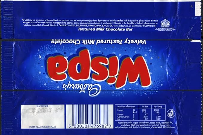 Cadbury Wispa 4 Bars (Pack of 11 Total 44 Bars)