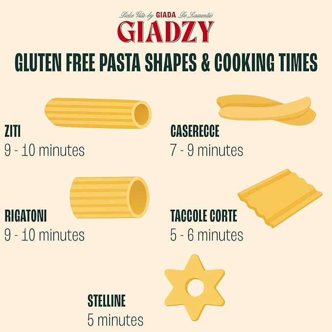 Giadzy by Giada De Laurentiis 3 Pack Gluten Free Ziti Pasta - Made in Italy Artisanal Clean Ingredients - Non GMO