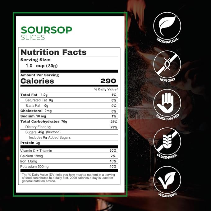 Garnishes &amp Dreams Dehydrated &amp Dried Soursop (7oz) – Natural Tropical Fruit for Juices Desserts Cocktails &amp Healthy Snacking No Sugar Added Edible Dried Fruit Garnish