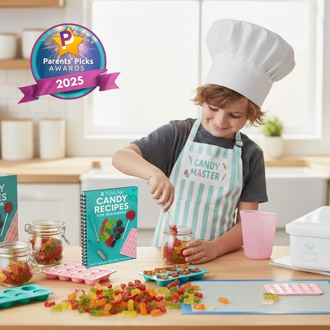 Tovla Jr Ultimate Real Candy Science Lab for Kids | Hands on STEM Experiment Kit with Real Candy Making Tools and Step by Step Visual Guides | Ages 6 to 12 | Gummies Chocolates and More