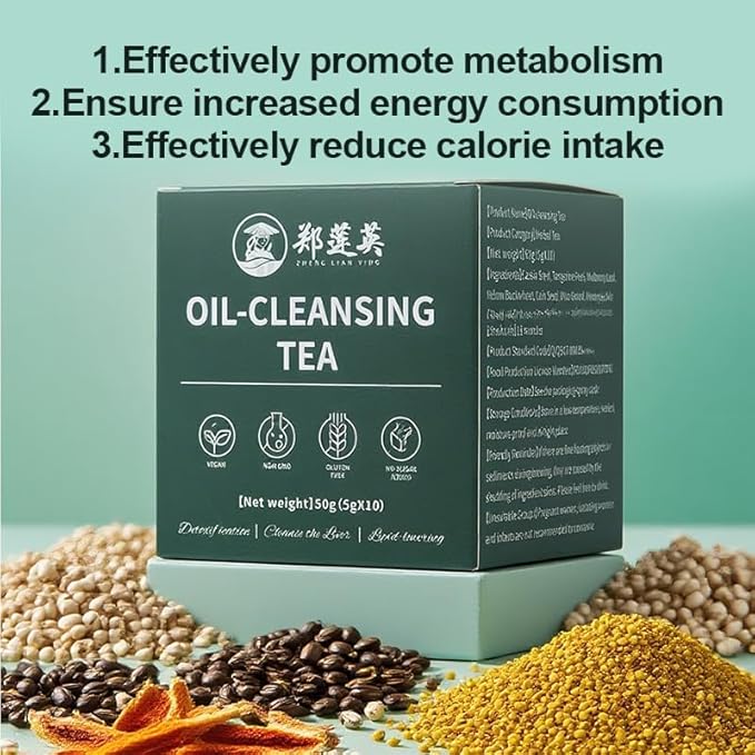 ZLYING Herbal Cleanse Tea Organic Oil Reducing Tea Traditional Formula with Cassia Seed Winter Melon Lotus Leaf Poria Green Tea for Wellness 20 Tea Bags and a cup