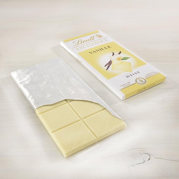 Lindt Excellence White a Touch of Vanilla Chocolate Bar 100 g (Pack of 4)