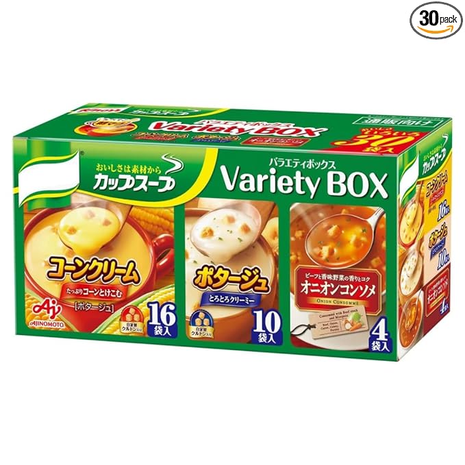 Japanese Instant Cup Soup – Corn Cream Variety Box (30 Sachets) – Rich &amp Creamy Sweet Corn Flavor – Easy &amp Quick Preparation – Made in Japan