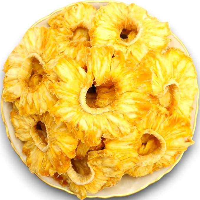 No Sugar Added Dried Pineapple Rings 16 oz Non-GMO Flavorful Chewy Fruit Snack Vegan Kosher Natural Unsulfured Bulk Great for Desserts Cakes Pies