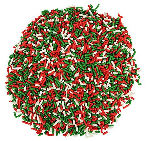 Christmas Sprinkles Bulk - 1.6 Pounds - Holiday Jimmies - Red White and Green Xmas Baking Toppings for Cookies Cakes Cupcakes and More!