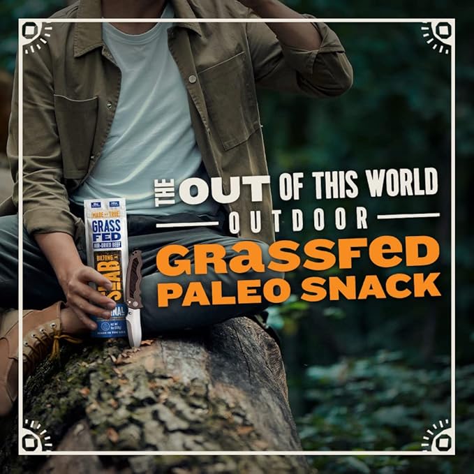 Made by True Original Biltong Slab - Premium Grass-Fed Whole Beef Jerky Slab (8 oz Pack of 1) - High-Protein Keto Snack All-Natural &amp Gluten-Free Antibiotic-Free No-Carb - (Uncut Charcuterie S