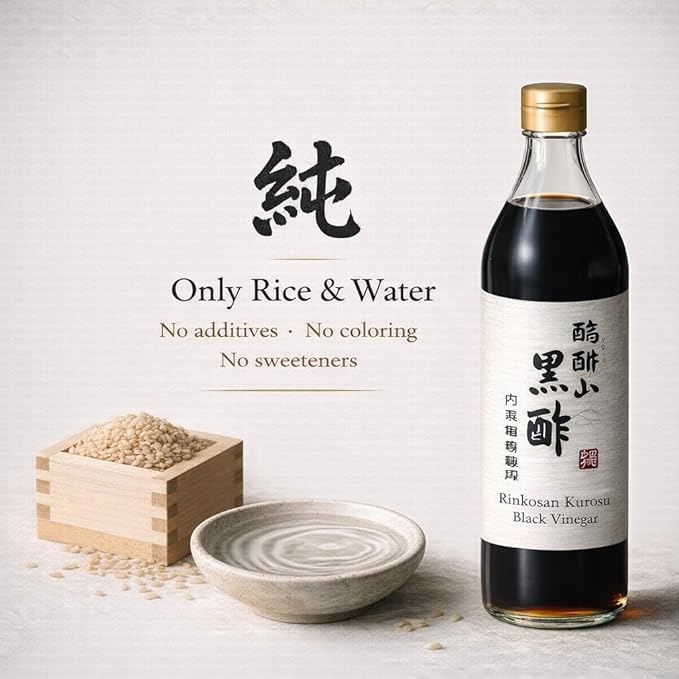Japanese Black Vinegar – UCHIBORI Rinkosan Kurozu Authentic Double Brown Rice Naturally Fermented Vinegar with Rich Umami Flavor – Premium Cooking Marinade &amp Drinking Vinegar – 30.43 fl oz | 内堀醸