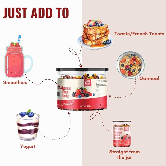 Generic Premium Mixed Berries Unsalted (Dried Blueberry Cranberry Black Currant Strawberry Cherry) - 400 gm