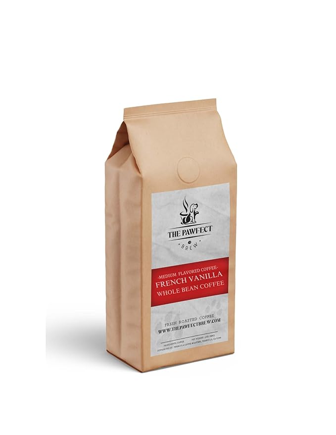 Dog Lover’s Coffee – French Vanilla by The Pawfect Brew | Medium Roast Whole Bean 1 lb Bag | Naturally Flavored Freshly Roasted to Order | 25% Profits Donated to Animal Rescue