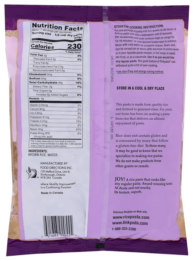 PACK OF 12 - Tinkyáda Pasta Joy Ready Elbow Brown Rice Pasta 16 oz