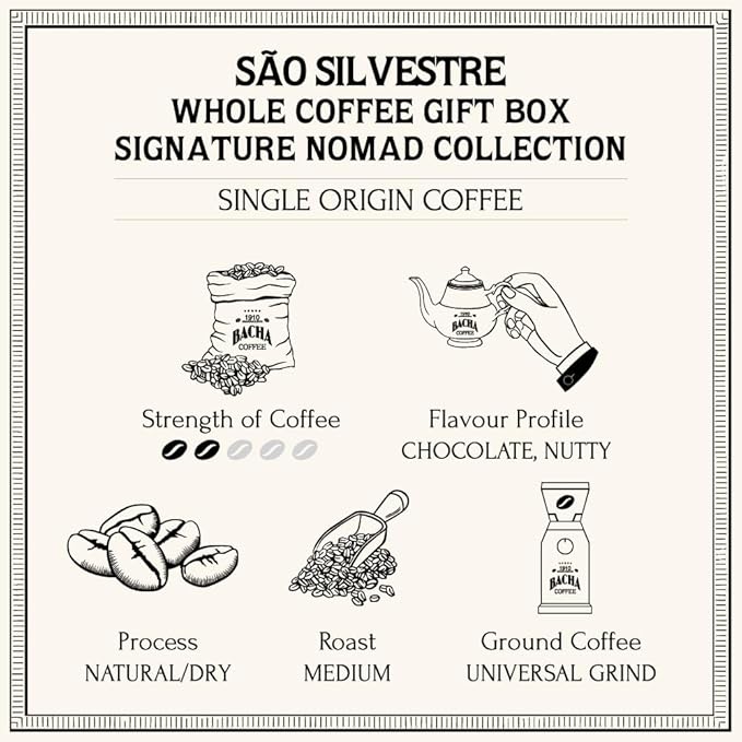 Bacha Coffee | São Silvestre Single Origin Whole Beans Medium Roast 100% Arabica Specialty Coffee 250g Signature Nomad Collection Gift Box