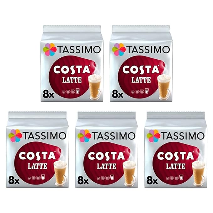 TASSIMO Costa Latte 16 discs 8 servings (Pack of 5 Total 80 discs 40 servings)