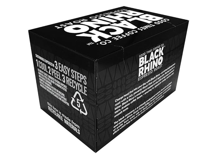 Good Times Coffee Co. Black Rhino Espresso Roast Coffee Single Serve Pods 12 Count (Pack of 3)