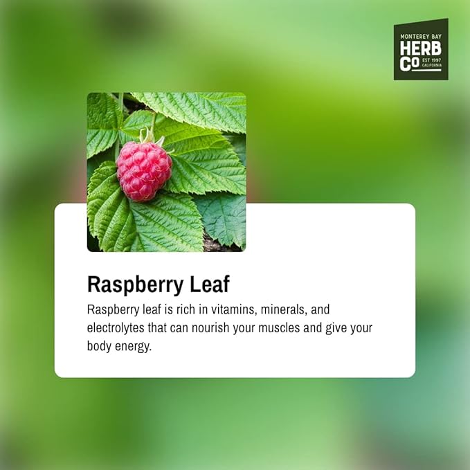 Certified Organic Raspberry Leaf Cut &amp Sifted by Herb Co 100% Natural for Herbal Tea &amp Skincare Kosher 1/4 lb