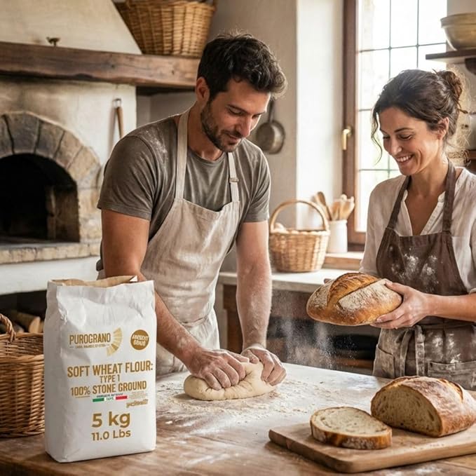 Polselli PuroGrano 100% Stone Ground Type 1 Soft Wheat Flour Bread flour– 5kg (11 lb) Ancient Italian Grain – Ideal for Sourdough Bread &amp Artisan Baking – Imported from Italy Polselli. Unble