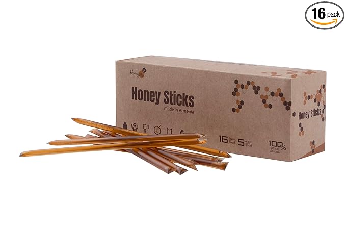 Honey Sticks 100% Pure Raw Honey 16 Packs of 5 Sticks 80 Total Made in Armenia