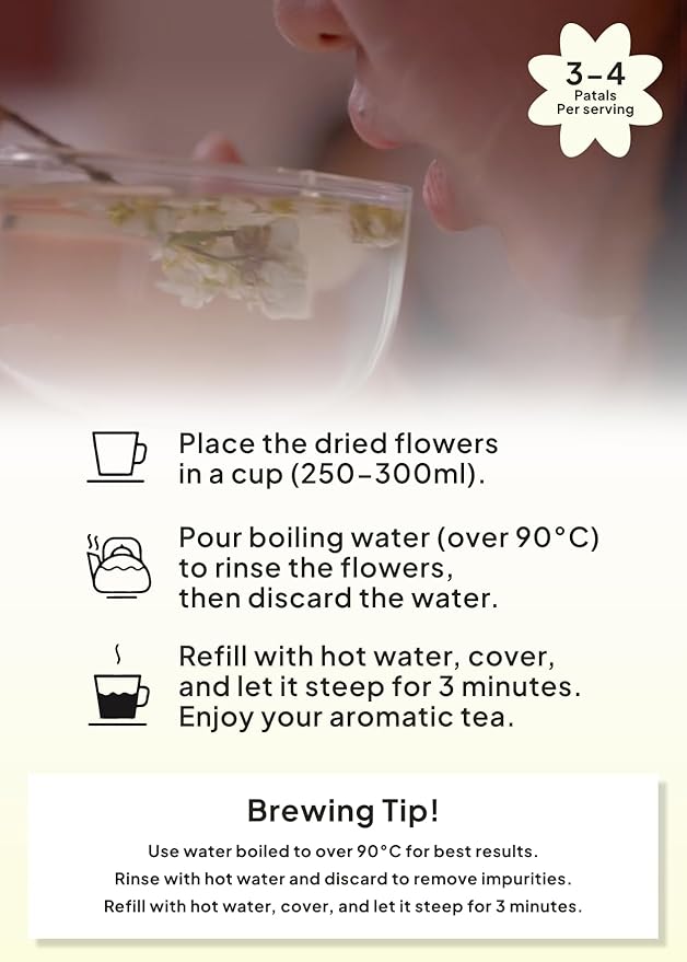 Korean Food KKOKDAM Original Magnolia Flower Tea Decaf Floral Blend Fully Natural Flowers No Caffeine Sugar Free Zero Calories Made in Korea10g