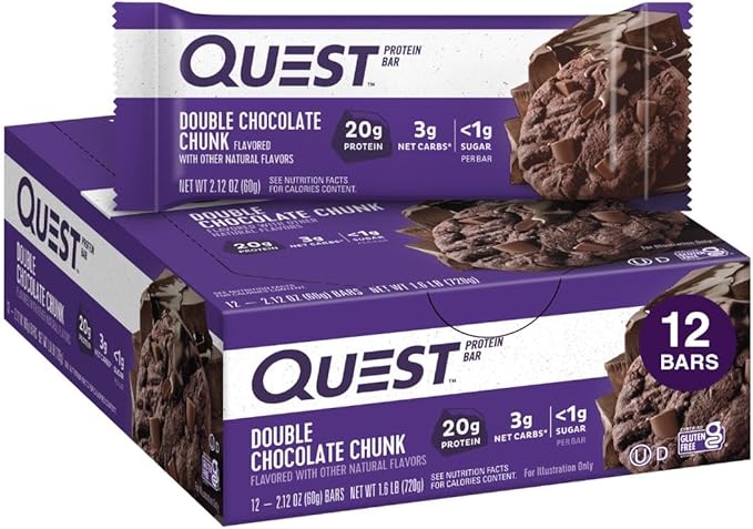 Quest Double Chocolate Protein Bars &amp Peanut Butter Chocolate Chip Protein Cookie Bundle 12 Count Each