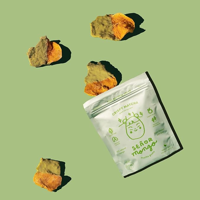 SEÑOR MANGO | MATCHA - Dried Mango with Matcha Coating | Organic Kent Variety | No Sugar Added | Gluten-Free Fruit Snack | Made in Mexico | 6 Pack – 2.1 oz Each