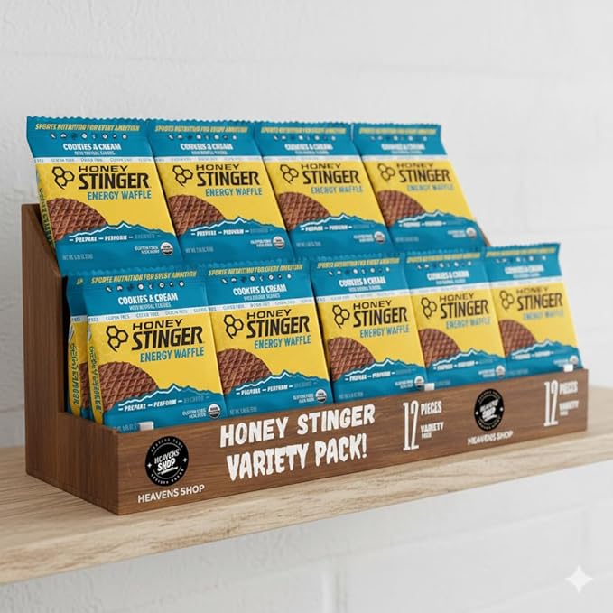 Honey Stinger Organic Energy Waffle Gluten Free Cookies &amp Cream Caffeine Free Healthy Snack 1.06 oz. 12 pk.