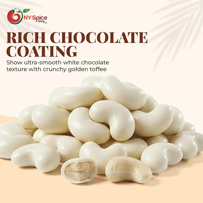 NY Spice Shop White Chocolate Covered Cashews - 3 Pound Candy Coated Cashew - Trail Mix White Chocolate Sweet Nut Snacks - Healthy Cashews Snacks for &amp Candy Buffet