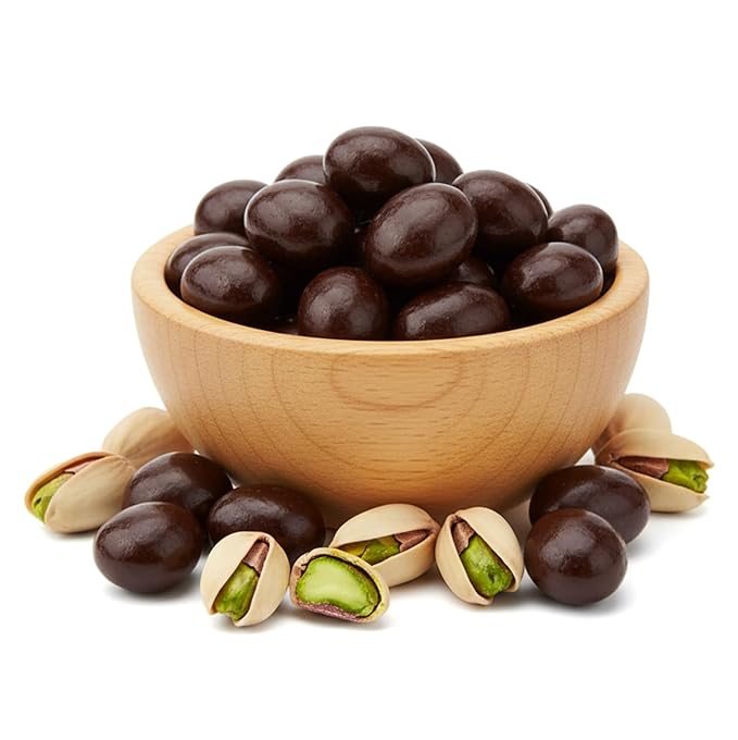 NY Spice Shop Dark Chocolate Covered Pistachios Candy - 8 Ounce Chocolate Pistachio Candy Candies - Gourmet Nuts Bites Movie Night Snacks - Nut Treats Snacks Variety Pack - Sweet Pistachio Candies