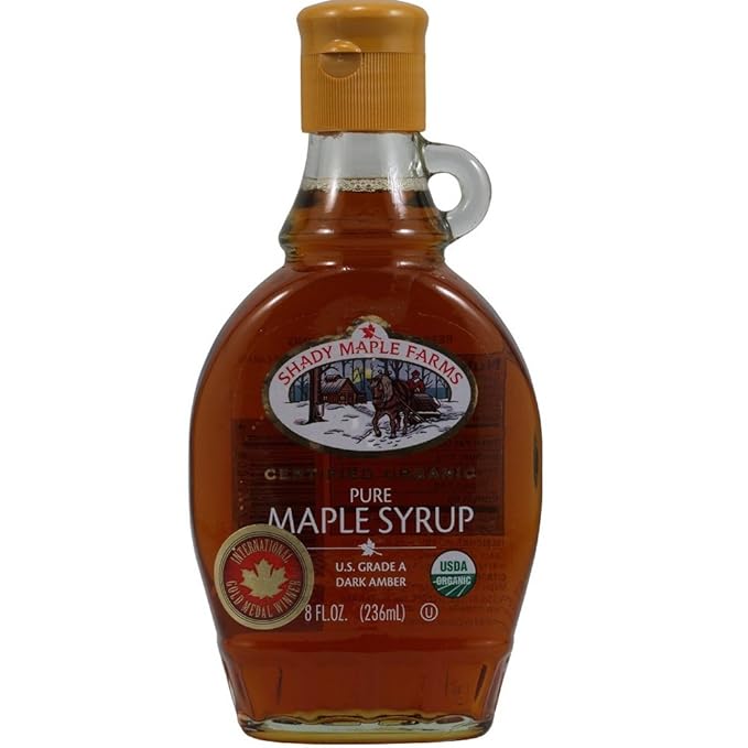 Shady Maple Farms Grade A Dark Maple Syrup Gluten Free 8-ounce Glass Jugs (Case of 12)