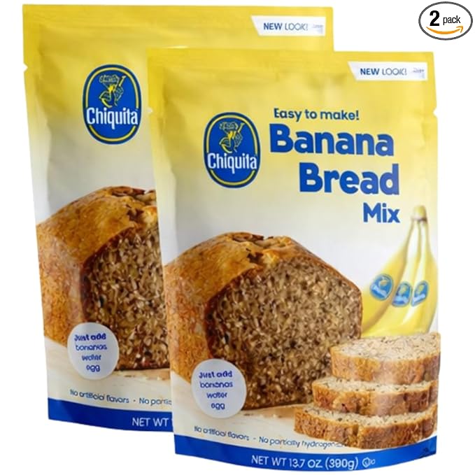 Chiquita! Banana Bread Mix Easy-to-Make Baking Mix (Just Add Bananas Water &amp Egg) No Artificial Flavors or Preservatives 13.7 oz (390g) Each 2-Pack (Total 27.4 oz)
