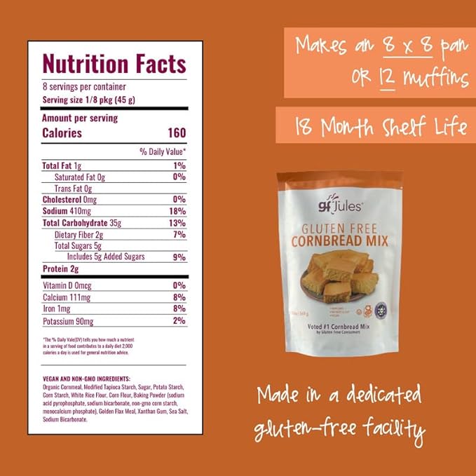 gfJules Certified Gluten Muffin Mix and Cornbread Mix | No Grit Non-GMO Vegan &amp Kosher | Voted #1 by Gluten Free &amp Celiac Consumers