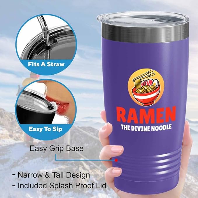 Ramen Lover Purple Edition Viking Tumbler 20oz - The divine noodle - Food Lovers chicken pumpkin vegan pantry spicy noodles