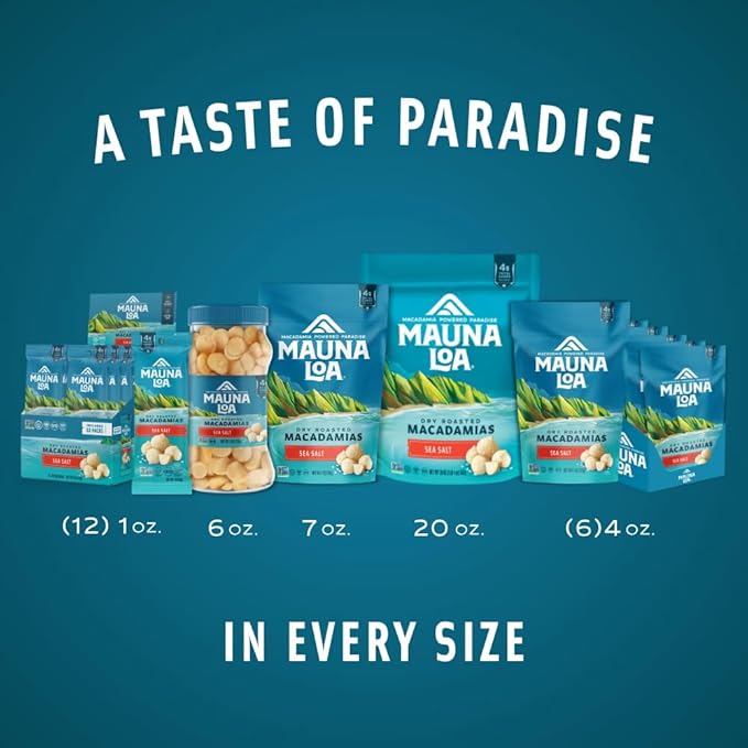 Mauna Loa Sea Salt Roasted Macadamia Nuts 12 Pack of 1 oz Single Serve Snack Bags Keto Friendly Gluten Free Healthy Hawaiian Snack