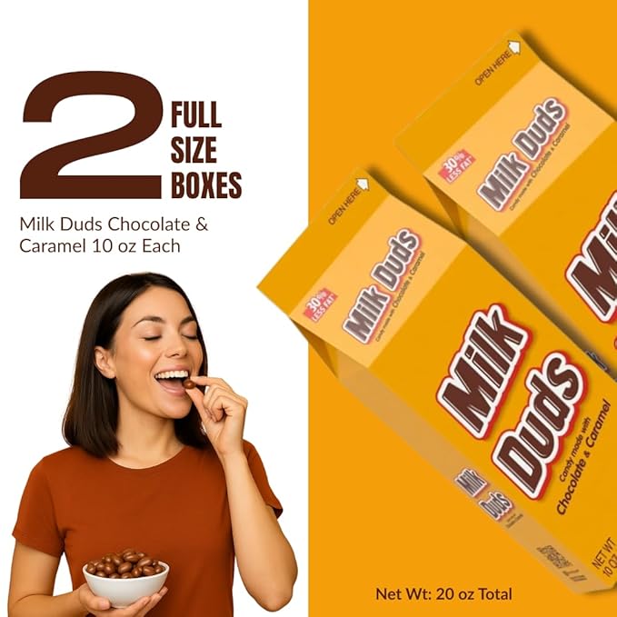 Caramel Milk Chocolate Candies – 10 oz Box (Pack of 2) – Chewy Caramel Center Coated in Smooth Milkduds Chocolate – Great for Family Movie Night Parties &amp Stocking Up